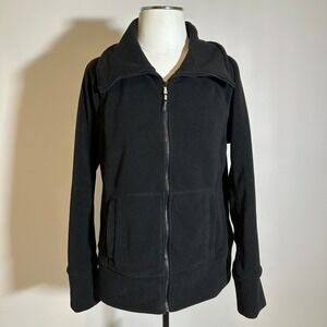 Calvin Klein Performance Black Fleece Jacket Zip Womens Size Medium M Quick Dry